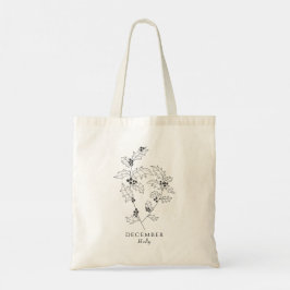 Bolsa Tote Folhas e bagas de Holly - mês de dezembro