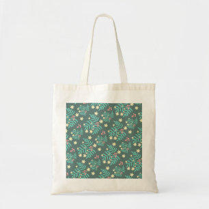 Bolsa Tote Folhas e Frutas Botânicas Bonitas Padrão Azul