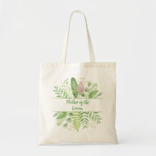 Bolsa Tote Folhas Florais Verdes Aquarela Mãe do Noivo