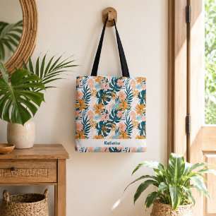 Bolsa Tote Folhas Flores Tropicais Boho