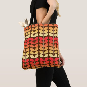 Bolsa Tote Folhas Meios séculos Dinamarquesas, Marrom, Laran