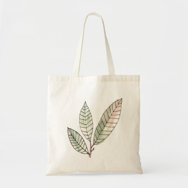 Bolsa Tote folhas pintadas à mão (Frente)