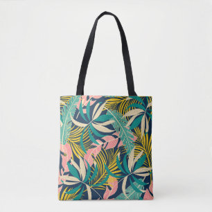 Bolsa Tote Folhas tropicais coloridas: padrão de verão.