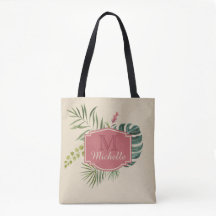 Folhas tropicais com nome e monograma
