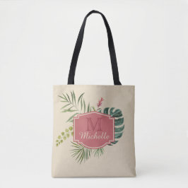 Bolsa Tote Folhas tropicais com nome e monograma
