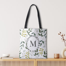 Bolsa Tote Folhas Tropicais de Eucalipto Verde Monogramadas
