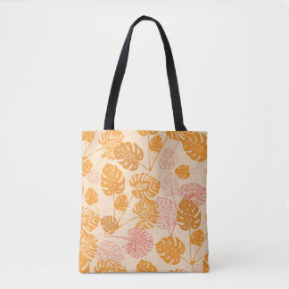 Bolsa Tote Folhas tropicais de monstera. Seaml