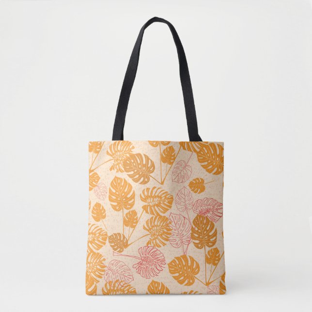 Bolsa Tote Folhas tropicais de monstera. Seaml (Frente)