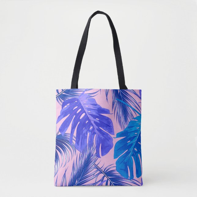 Bolsa Tote Folhas tropicais de palma, folhas de selva, flora  (Frente)