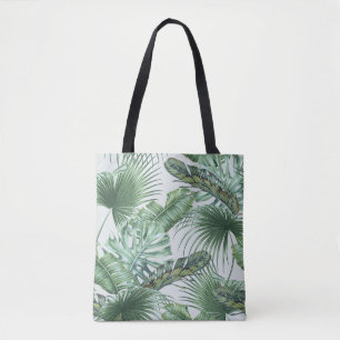 Bolsa Tote Folhas tropicais de palma, monstera, folha de bana