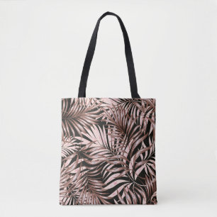 Bolsa Tote Folhas tropicais de palma, selva. Vintage floral p