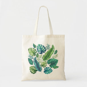 Bolsa Tote Folhas Tropicais de Palma Verde e Teal Banana Mons