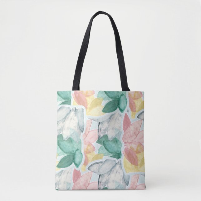 Bolsa Tote Folhas Tropicais de Pastel - Sobreposição (Frente)