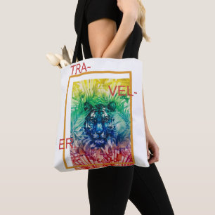 Bolsa Tote Folhas tropicais de Tigre Selvagem viagem