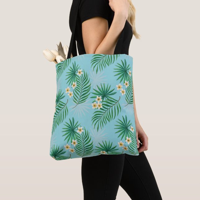 Bolsa Tote Folhas tropicais e flores (Close Up)