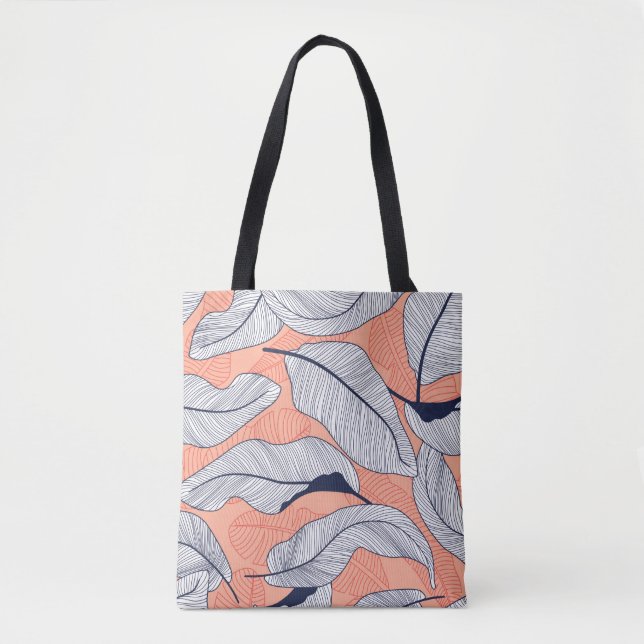Bolsa Tote Folhas tropicais, folhas da selva sem costura fl (Frente)