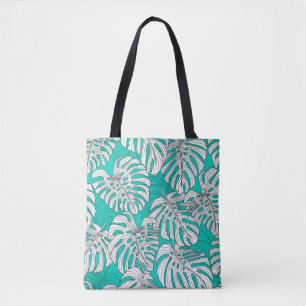 Bolsa Tote Folhas tropicais, folhas da selva sem costura fl