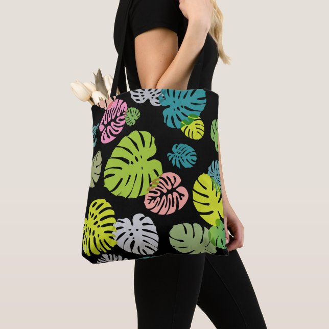 Bolsa Tote Folhas Tropicais Multicolores 2 (Close Up)