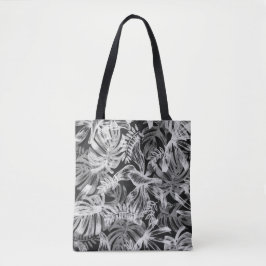 Bolsa Tote Folhas Tropicais Pretas e Brancas