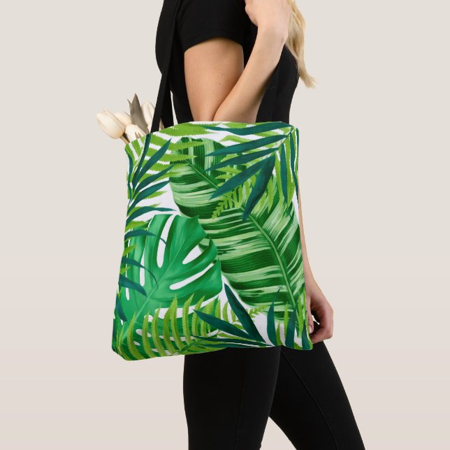 Bolsa Tote Folhas tropicais verdes (Close Up)