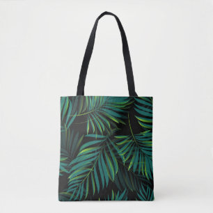Bolsa Tote Folhas tropicais verdes de palma. Gráfico de padrõ