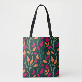 Bolsa Tote Folhas Verde Escuro Botânicas Vibrantes e Elegante