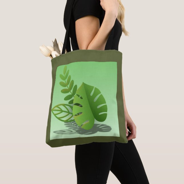 Bolsa Tote Folhas Verdes (Close Up)