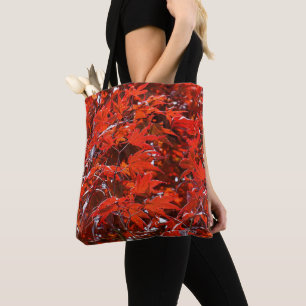 Bolsa Tote Folhas Vermelhas de Bordo