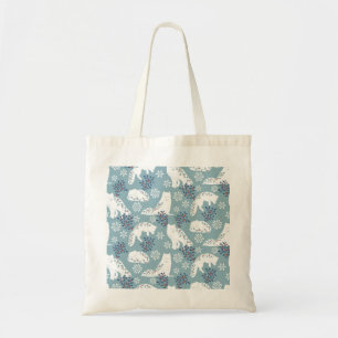 Bolsa Tote Folk Art Artic Fox in the Snow with Holly