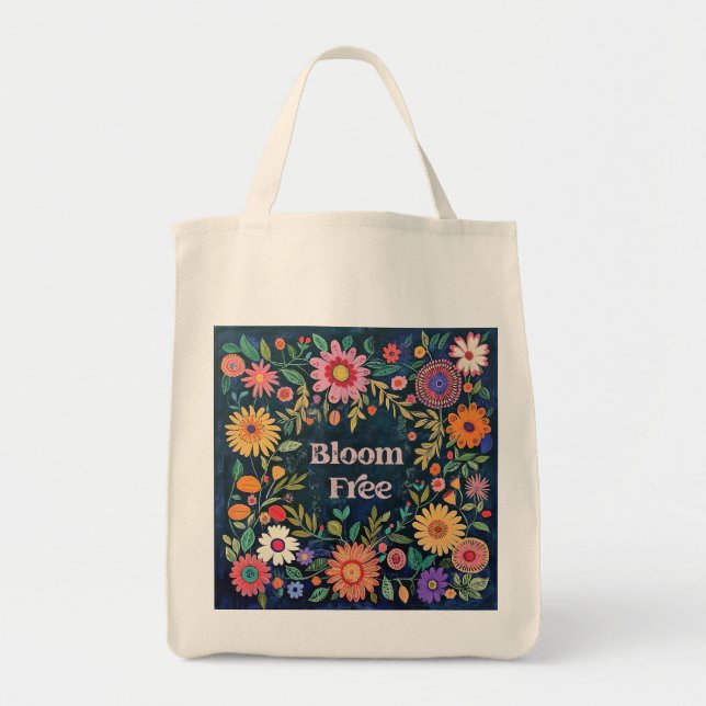 Bolsa Tote Folk Floral Extra Large Tote Bag (Frente)