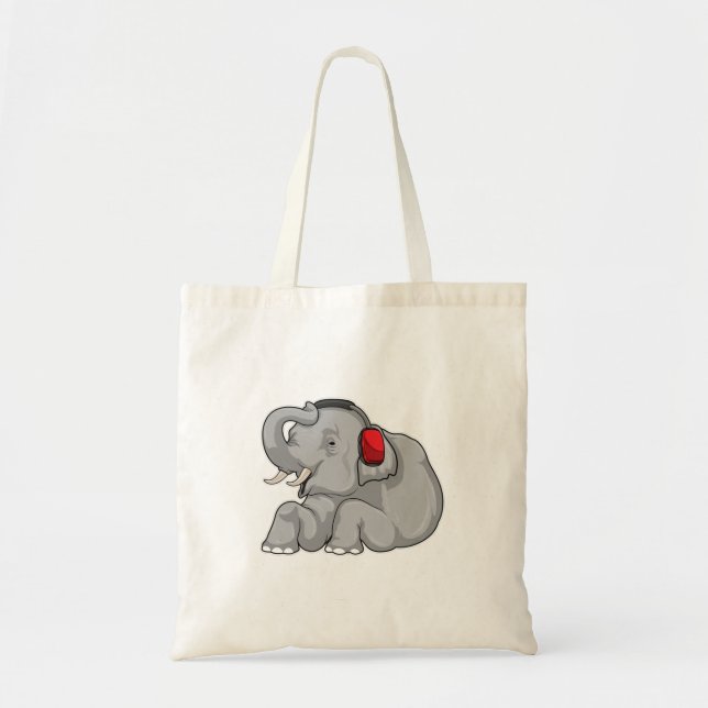 Bolsa Tote Fone de ouvido de música elefante (Frente)