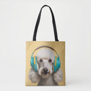 Bolsa Tote Fones de ouvido de veste de poodle