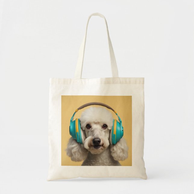 Bolsa Tote Fones de ouvido de veste de poodle (Frente)