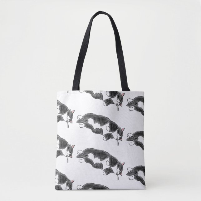 Bolsa Tote FooFooCat: Gato enorme preguiçoso do smoking (Frente)