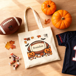 Bolsa Tote Football Halloween Abóbora Esportes Doces ou Trave