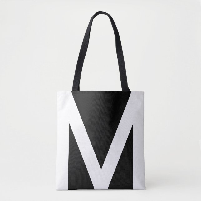 Bolsa Tote Forma Geométrica Abstrata em Preto e Branco (Frente)