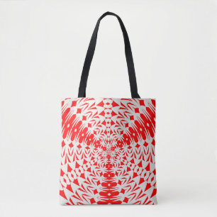 Bolsa Tote Forma Geométrica Estrela Branca e Vermelha Kaleido