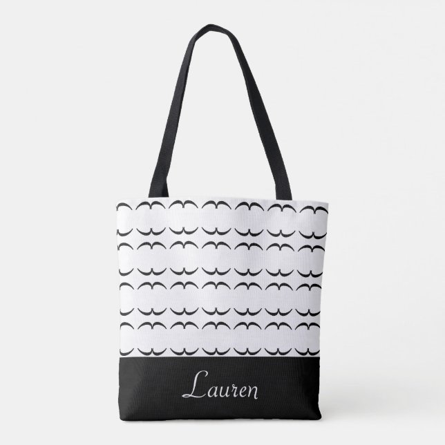 Bolsa Tote Forma geométrica oval personalizada em preto e bra (Verso)