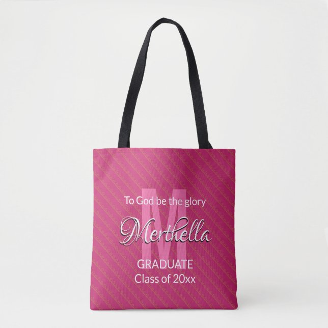 Bolsa Tote Formando A DEUS SER A GLÓRIA A Rosa Personalizada (Frente)
