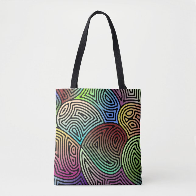 Bolsa Tote formas abstratas assimétricas coloridas (Frente)