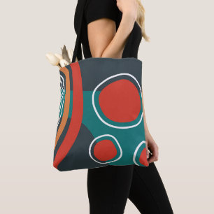 Bolsa Tote Formas abstratas boho, arte de linha colorida