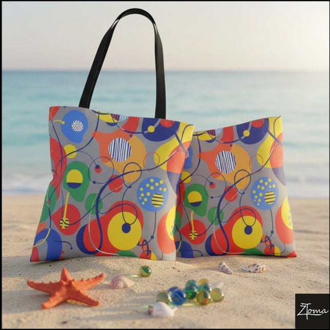 Bolsa Tote Formas Abstratas Cor Primária Fundo Cinza (Criador carregado)