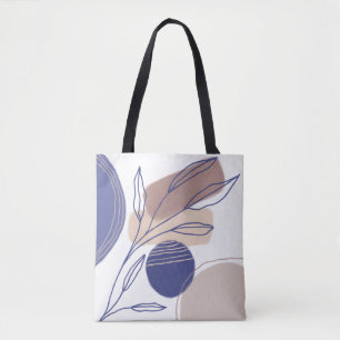 Bolsa Tote Formas abstrato orgânicas - Azul e bege