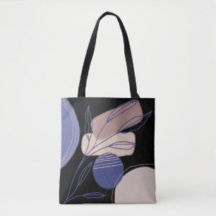 Bolsa Tote Formas abstrato orgânicas - Azul e bege