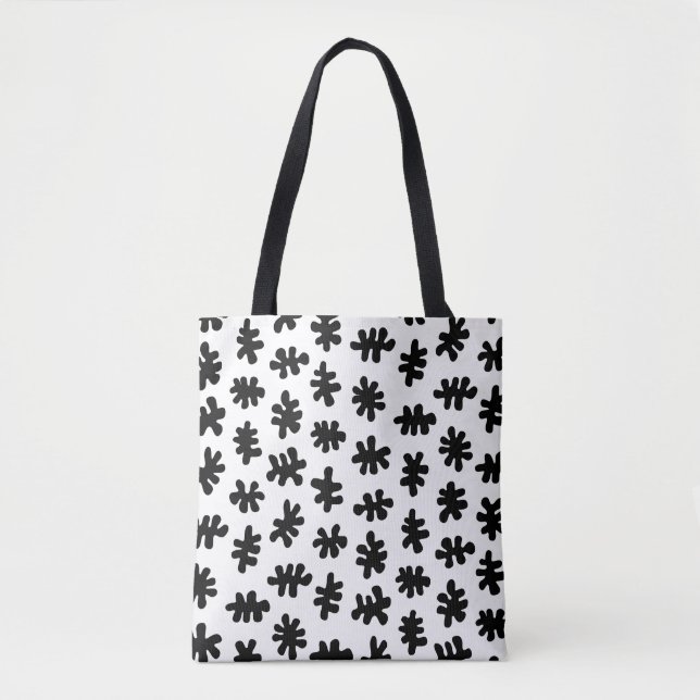 Bolsa Tote Formas amórficas 120322 - Preto em Branco (Frente)