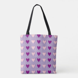 Bolsa Tote Formas Cardíacas Roxas Vibrantes