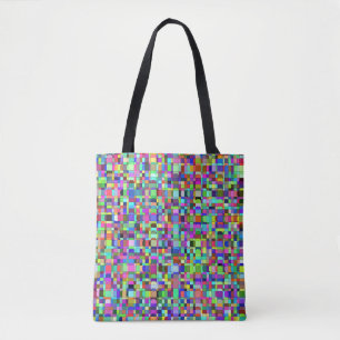 Bolsa Tote Formas de Quadrados Abstratos Padrão Multicolor