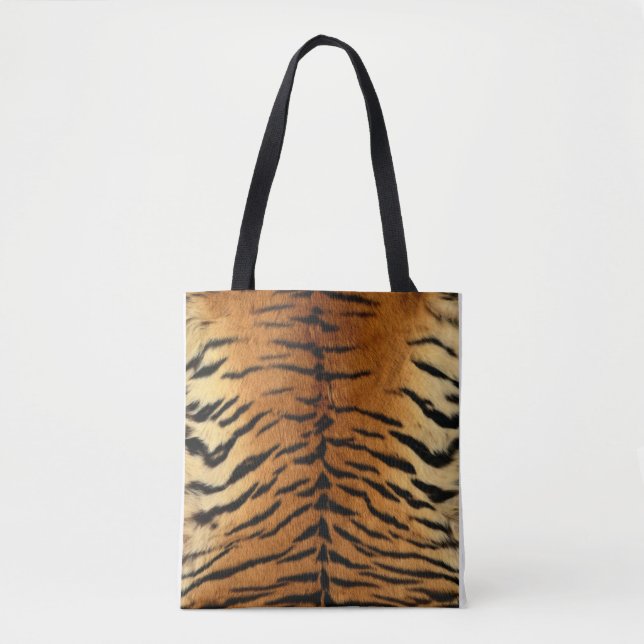 Bolsa Tote Formas de tigre castanho e preto (Frente)