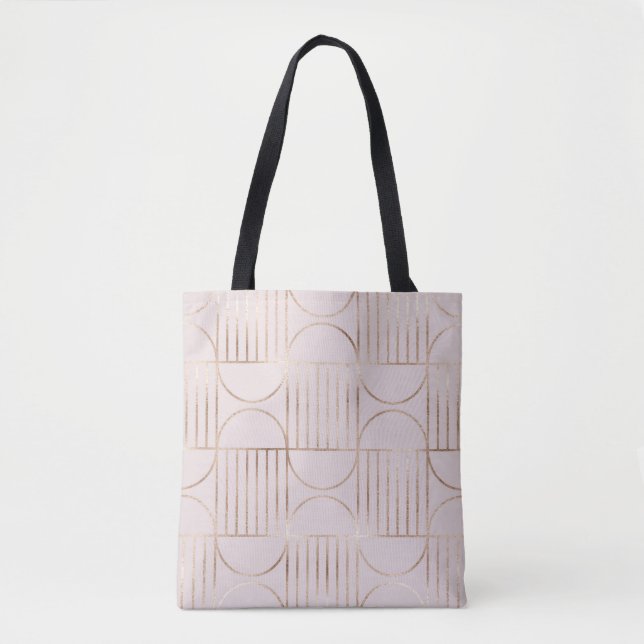 Bolsa Tote Formas Douradas: padrão moderno do século médio. (Frente)