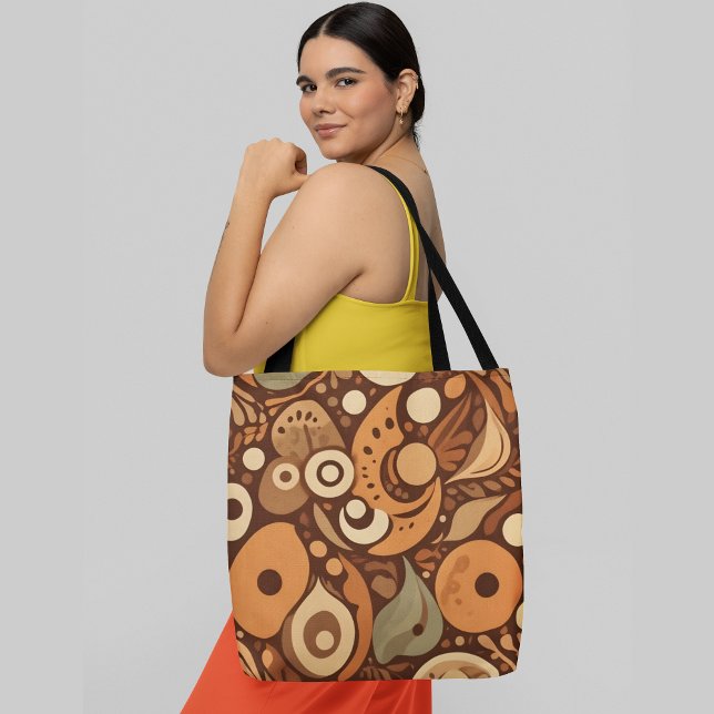 Bolsa Tote Formas e padrões abstrato orgânicos na terra quent (Criador carregado)